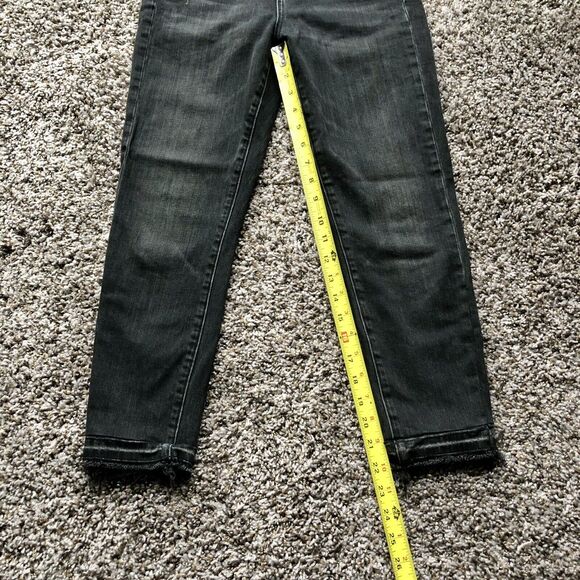 Nili Lotan Jeans 25 Black Mid Rise Raw Hem Distressed Wash Ankle - Picture 4 of 12